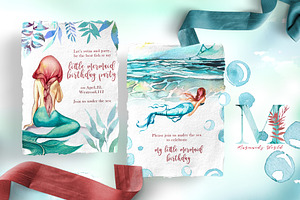 Watercolor Mermaid's World Clipart