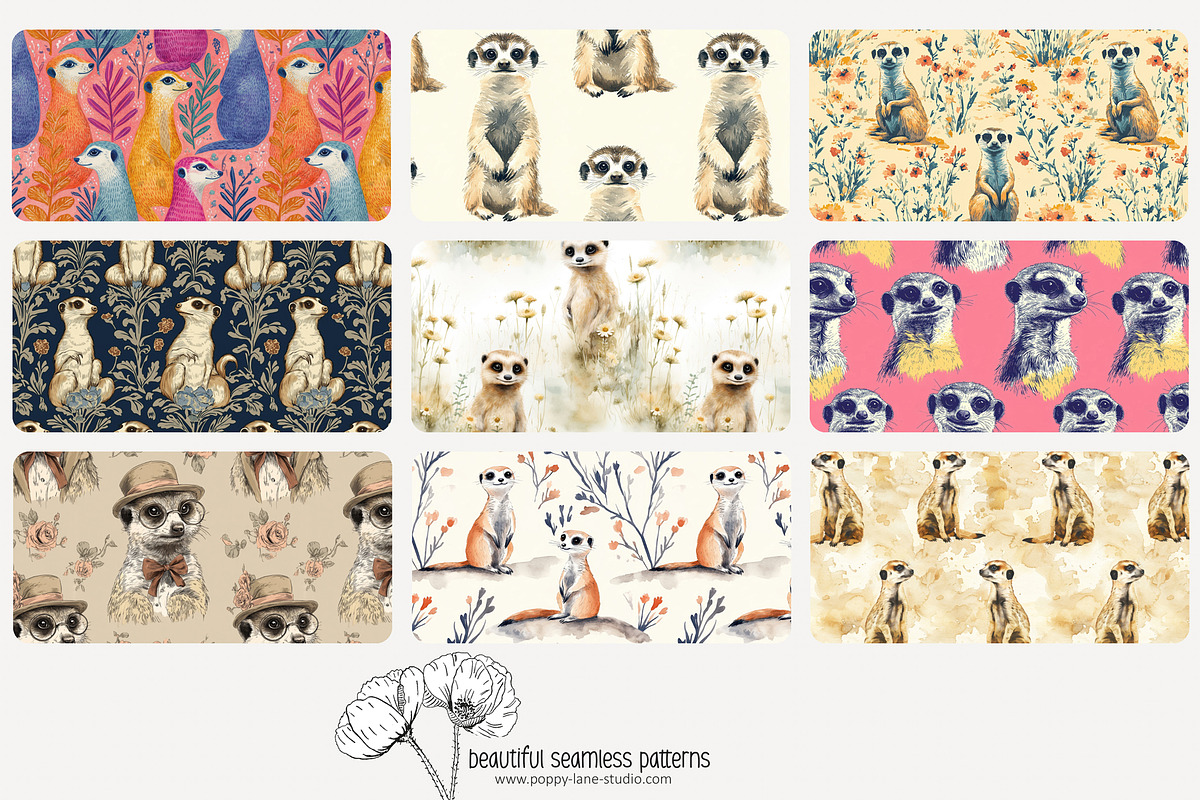80 meerkat seamless pattern, a Pattern Graphic by Poppy Lane Studio (Photo 2 of 11)