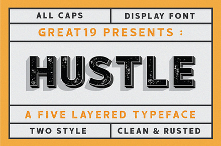 HUSTLE | vintage 5 layered font, a Sans Serif Font by great19