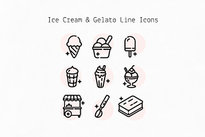 Ice Cream & Gelato Line Icons, an Outline Icon by Lyolya Profitrolya