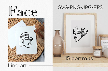 One line art woman face SVG