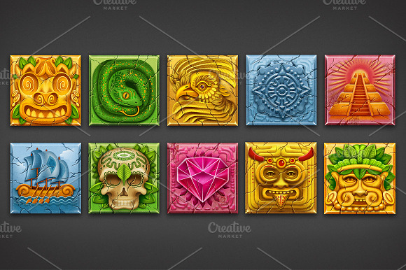 10 Aztec Game Icon Set
