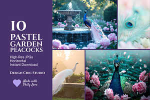 Pastel Garden Peacocks, a Photo by Design Chic Studio