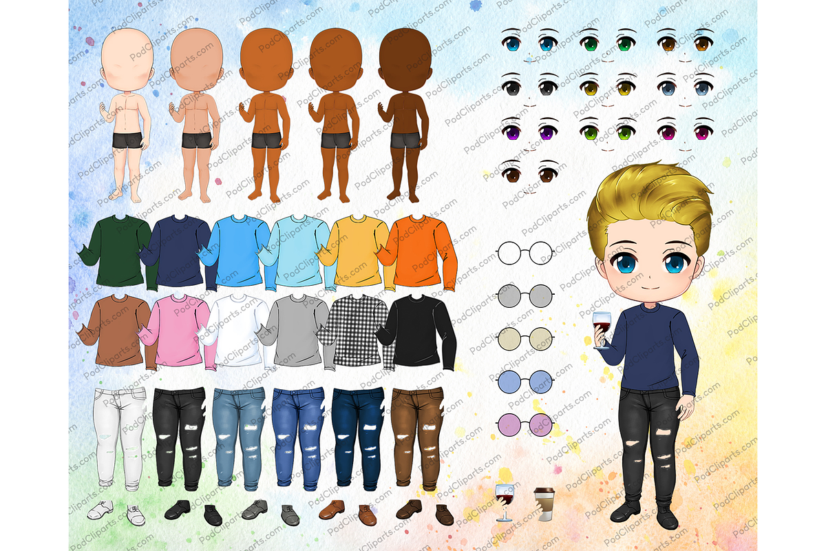 Couple Chibi, Besties Clipart PNG, a Person Illustration by Podcliparts (Photo 5 of 8)