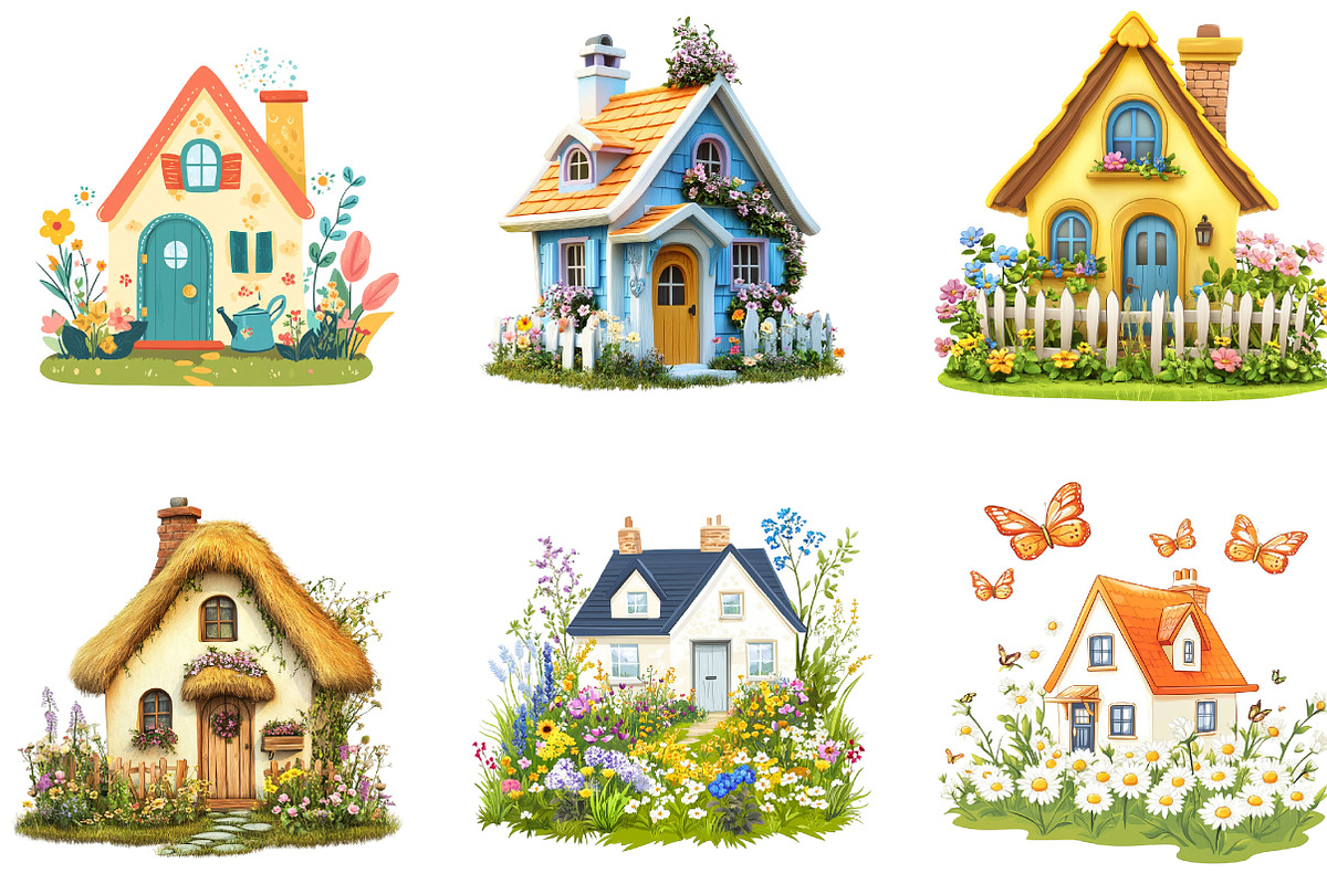 Spring Little Cottage Clipart, an Illustration by Designking (Photo 2 of 5)