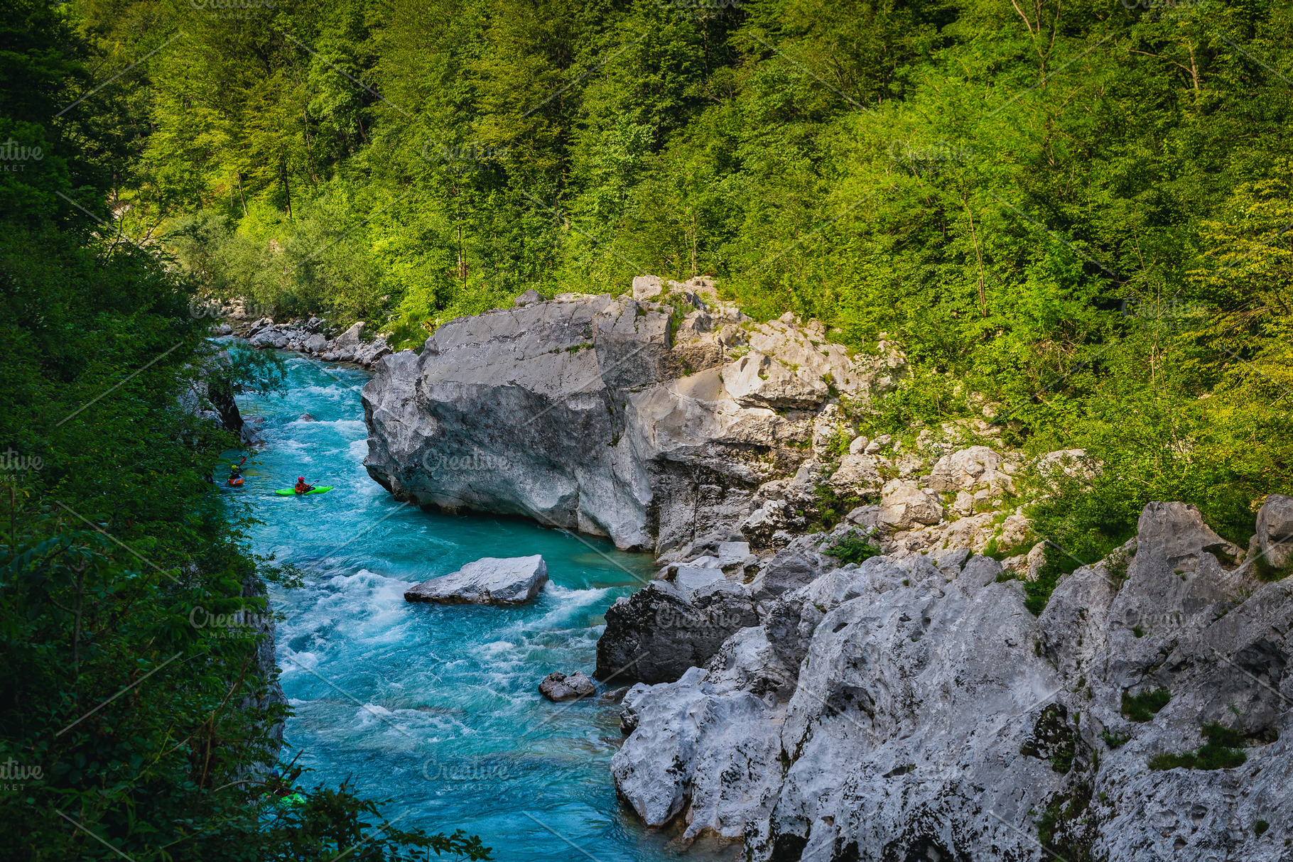 Gorge and Soca river in the forest, a Nature Photo by Alpine Dreams