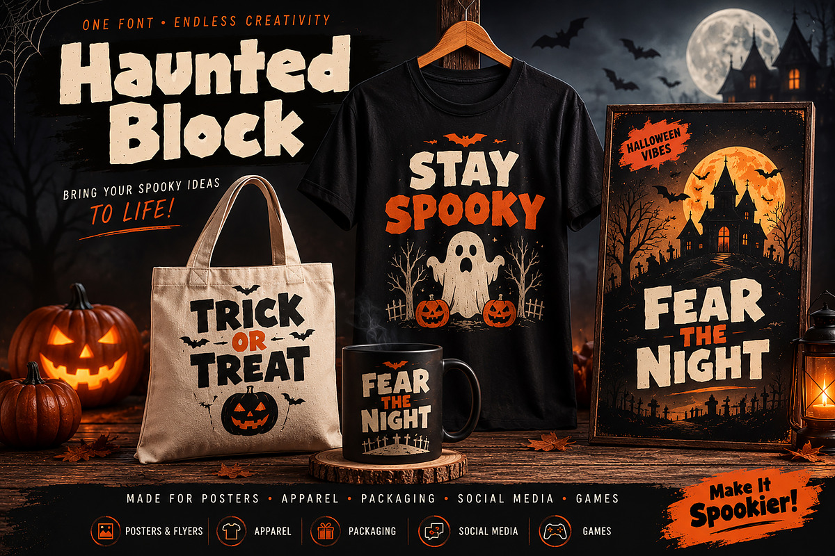 Haunted Block, a Slab Serif Font by Wow Magic (Photo 2 of 6)