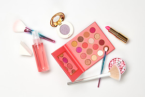 Cosmetic beauty makeup product flyin containing cosmetic, makeup, and flying