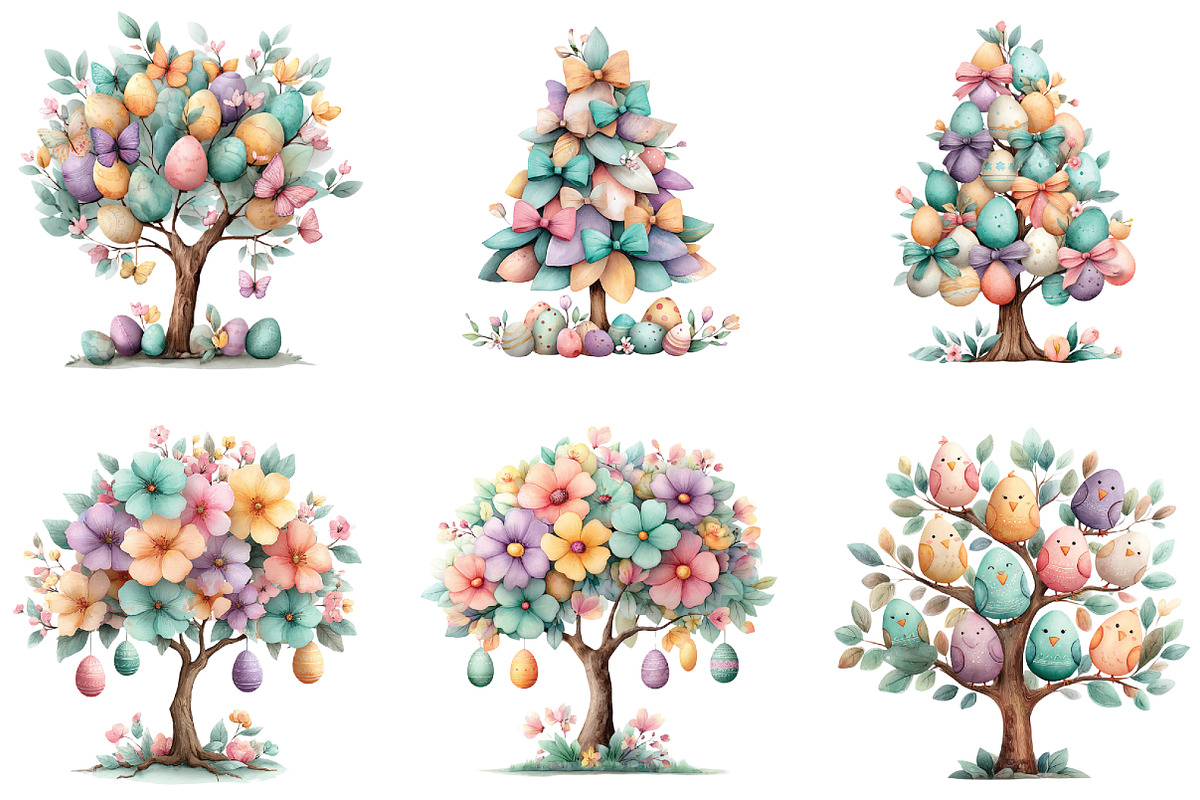 Watercolor Easter Tree Clipart, an Illustration by CraftArtStudio (Photo 6 of 6)