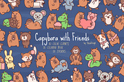 Cute Capybara with Good Friends, an Animal Illustration by Palau (Thumbnail 1 of 12)