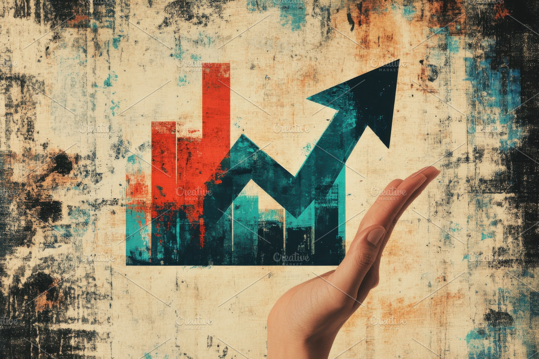 Hand Holding Upward Trending Graph G, an Abstract Photo by Pixeness Studio