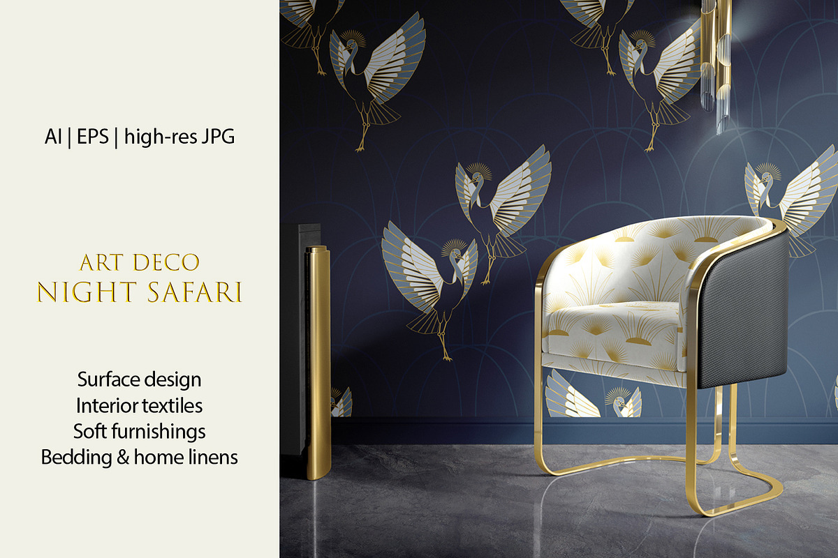 Art Deco Night Seamless Patterns, a Pattern Graphic by Svetlana Lerie (Photo 4 of 9)