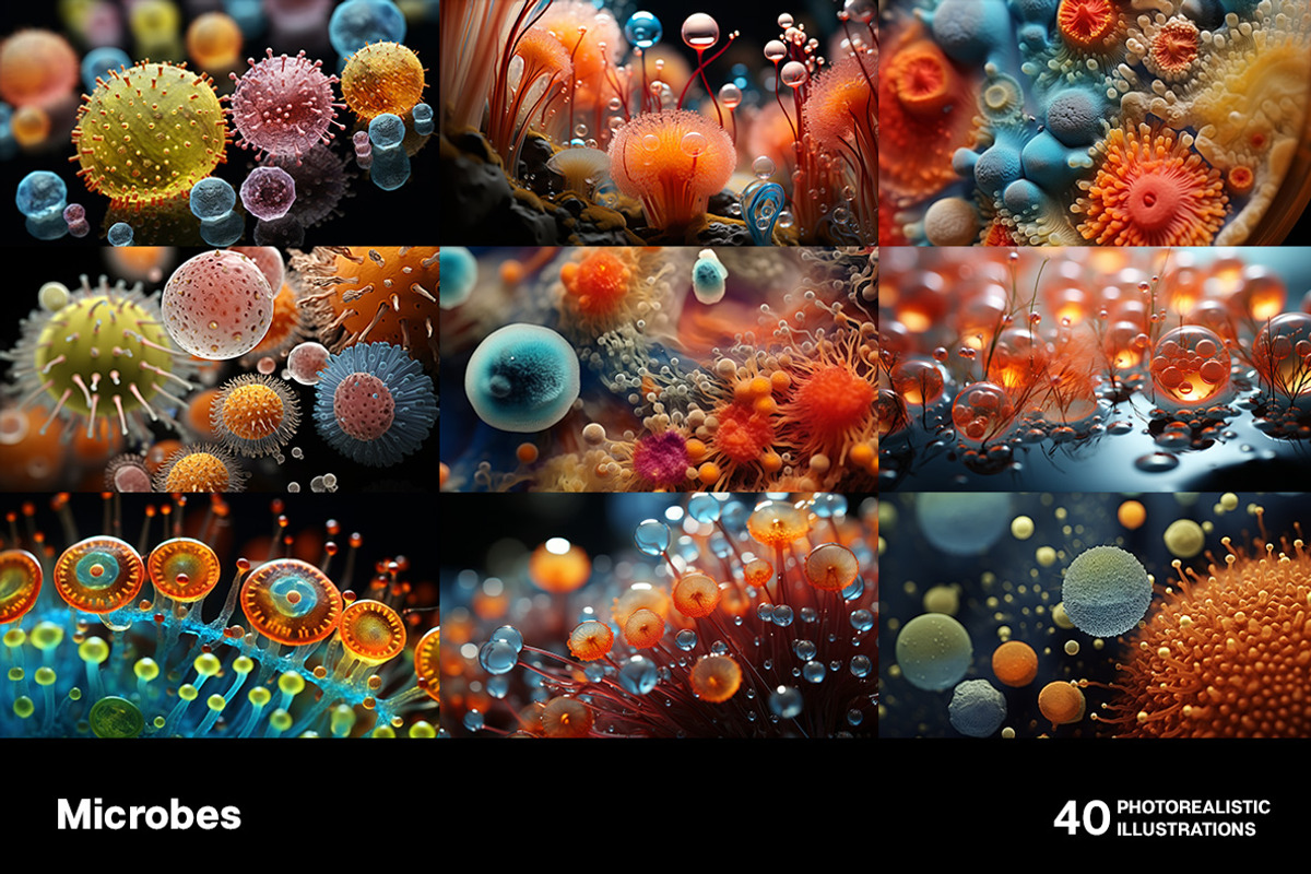 Microbes. 40 images, an Education Illustration by Handmadefont (Photo 2 of 11)