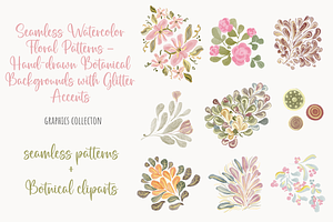Watercolor Handdrawn Floral Patterns, a Pattern Graphic by Art