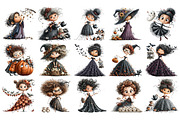 Whimsical Witches Clipart, a Seasonal Illustration by Nicolle's Colorful Art (Thumbnail 5 of 6)