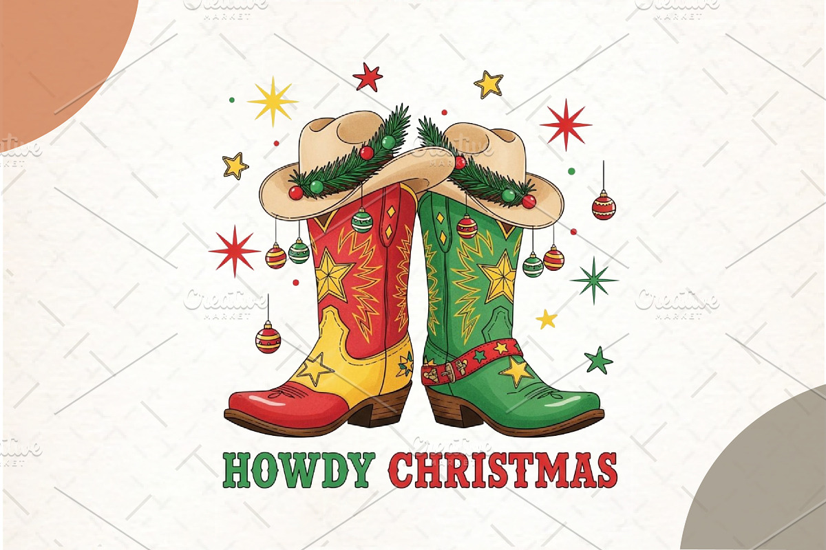 Howdy Christmas Png, an Illustration by Watercolor design (Photo 1 of 6)