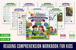 Reading Comprehension Workbook, a Stationery Template by Designmela01