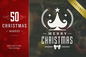 50 Christmas Labels And Badges