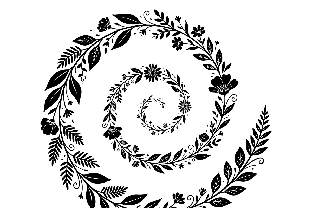 50 Elegant Floral Leaf Spiral Frame, a Decorative Illustration by Amazin_art (Photo 20 of 25)