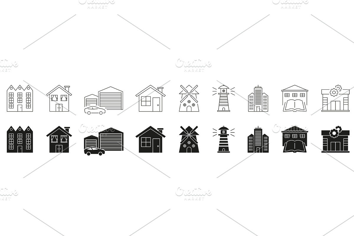 Building Types Icons, an Illustration by Gentle Studio