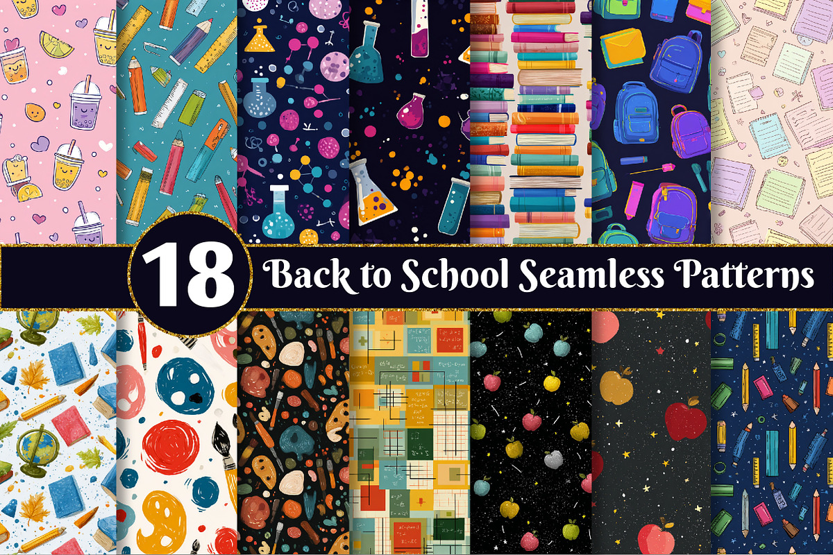 Back to School Seamless Patterns, a Texture Illustration by Dream Creation (Photo 1 of 4)