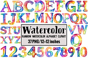 Rainbow Watercolor Alphabet Clipart, an Illustration by Design Market (Thumbnail 1 of 4)