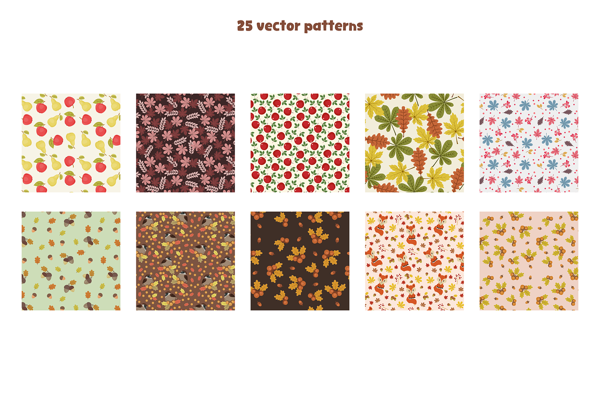 Fall Vector Seamless Patterns, a Pattern Graphic by Digitaliya (Photo 2 of 10)