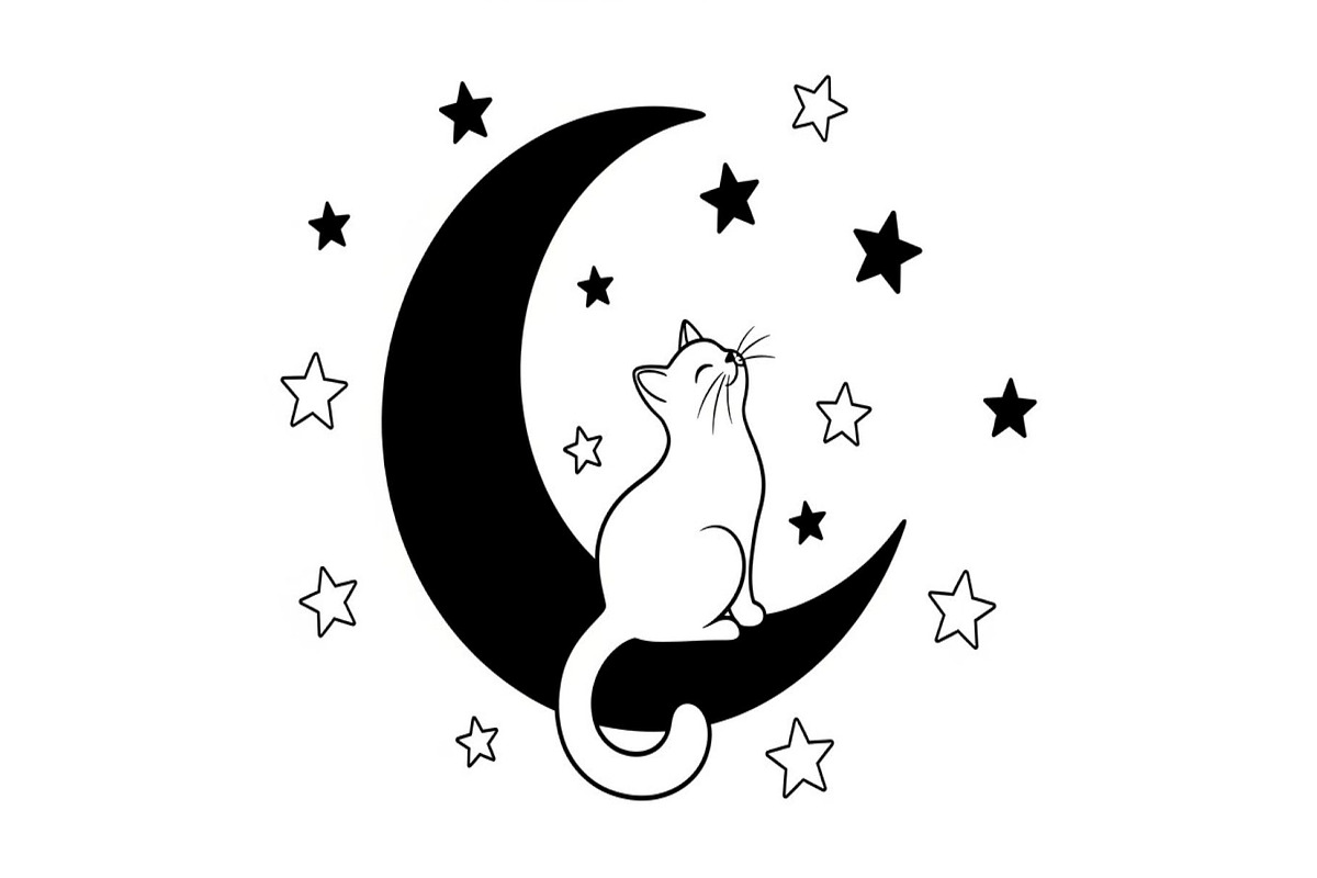 50 Cat Moon Silhouette Vector Bundle, an Illustration by jahid234 (Photo 4 of 51)