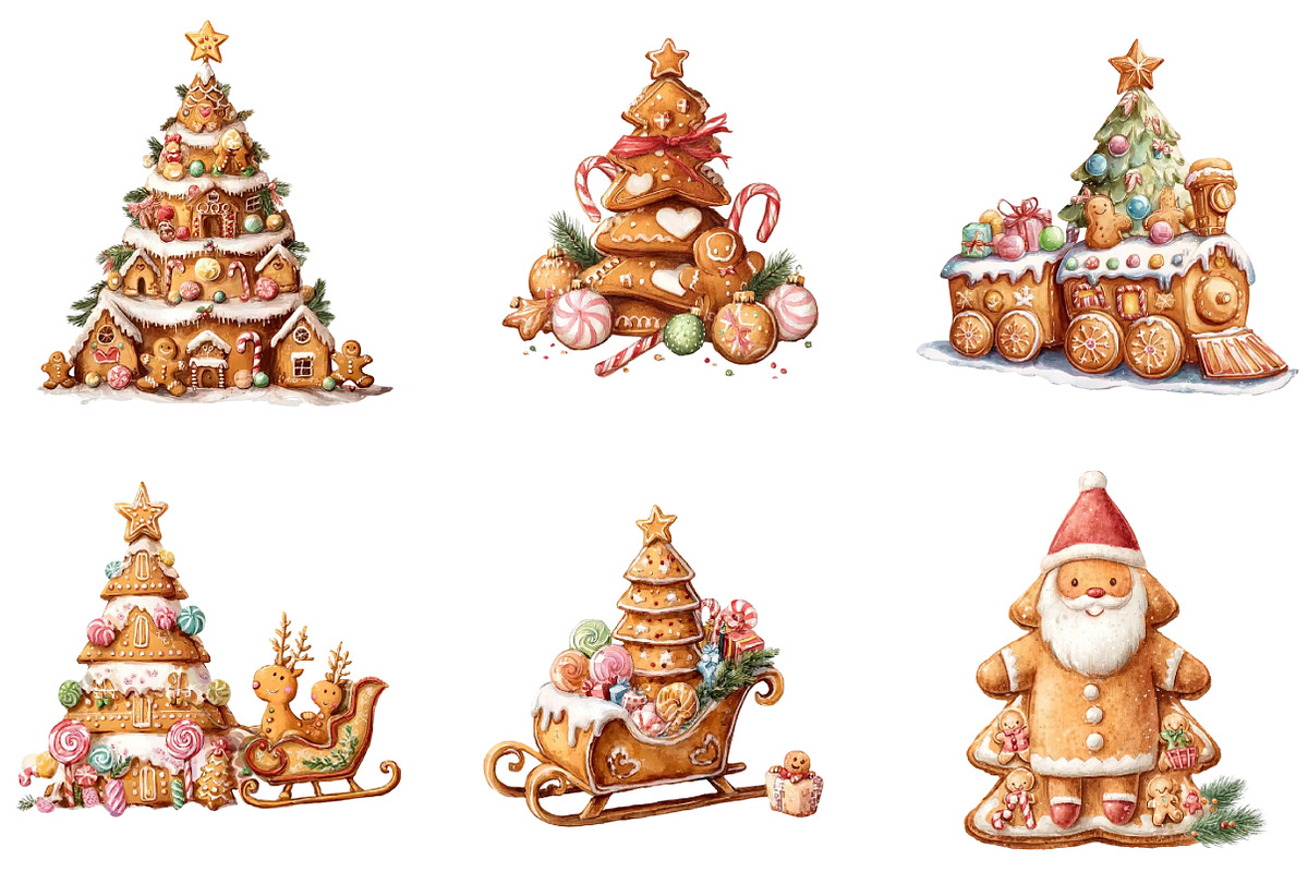 Whimsical Christmas Tree Clipart, an Illustration by DreamArtGraphic (Photo 4 of 5)