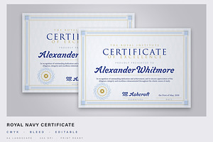 Navy and Gold Certificate Template, a Stationery Template by DesignerCandies