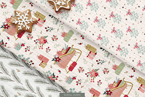 Cozy Christmas Pattern & Clipart