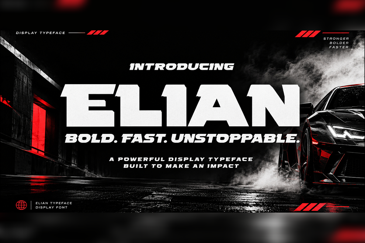 Elian Bold Futuristic Display Font, a Sans Serif Font by mesuka (Photo 1 of 5)