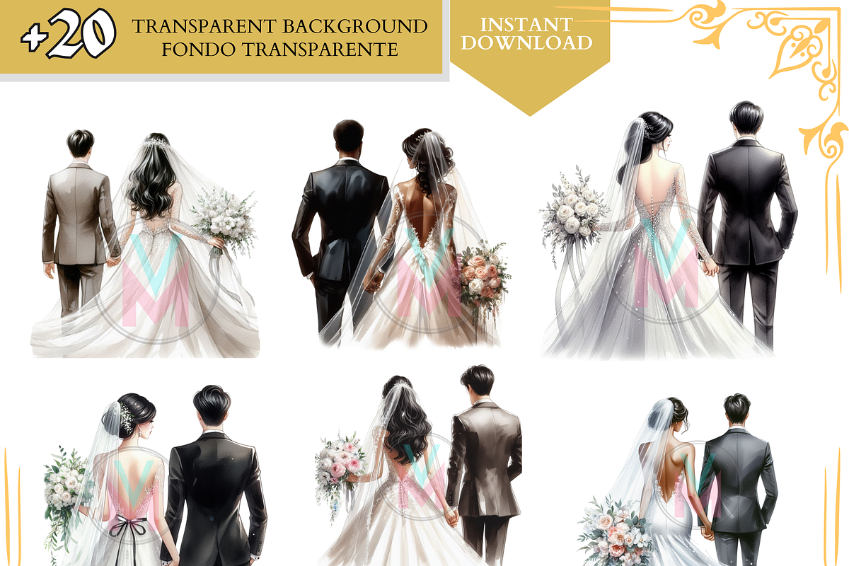 Bride and Groom Back Clipart Wedding, a Person Illustration by VM PARTYS  BY TAIRUMA (Photo 9 of 10)