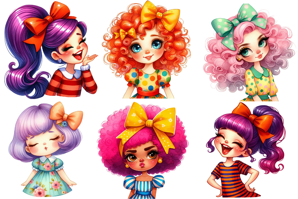 Girls Sublimation Clipart Bundle, an Illustration by Designworld (Photo 3 of 6)