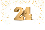 Anniversary 24. Gold card 3d numbers, a Decorative Illustration by Sunny (Thumbnail 3 of 3)