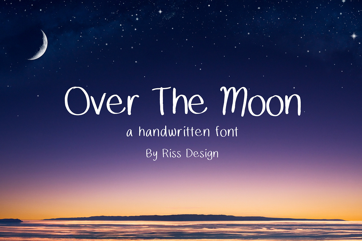 RD Over the Moon - Hand Drawn Font, a Sans Serif Font by RissDesign (Photo 1 of 3)