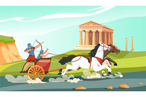 Roman Chariot. Charioteer Cartoon