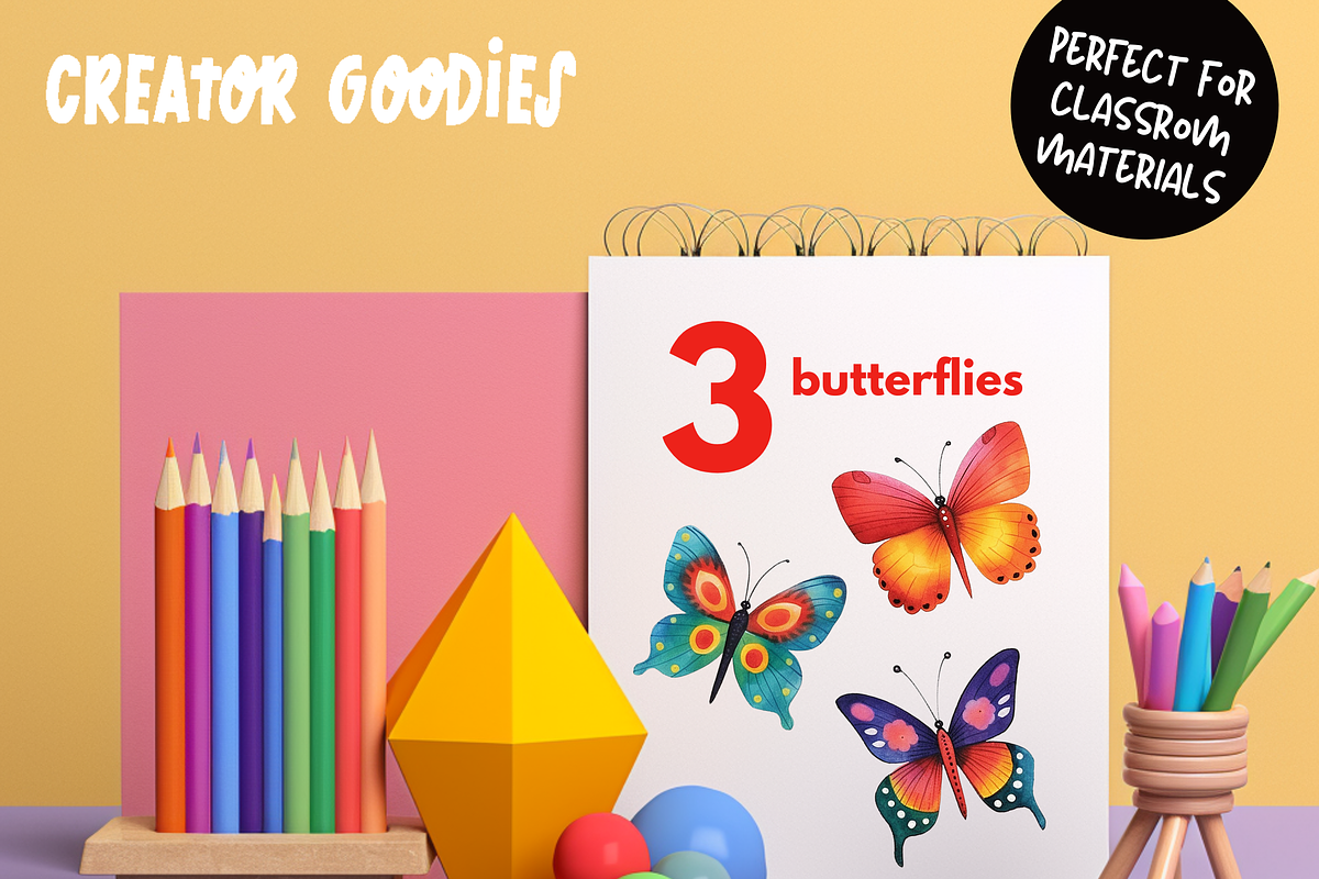 Colorful Butterflies Clipart Set, an Animal Illustration by Creator Goodies (Photo 6 of 7)
