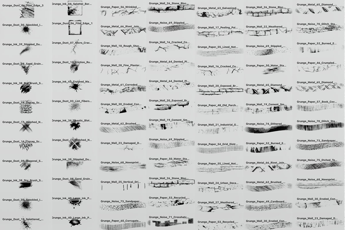 250 Grunge Procreate Brushes, a Brush Add-On by Selentaori Studio (Photo 2 of 10)