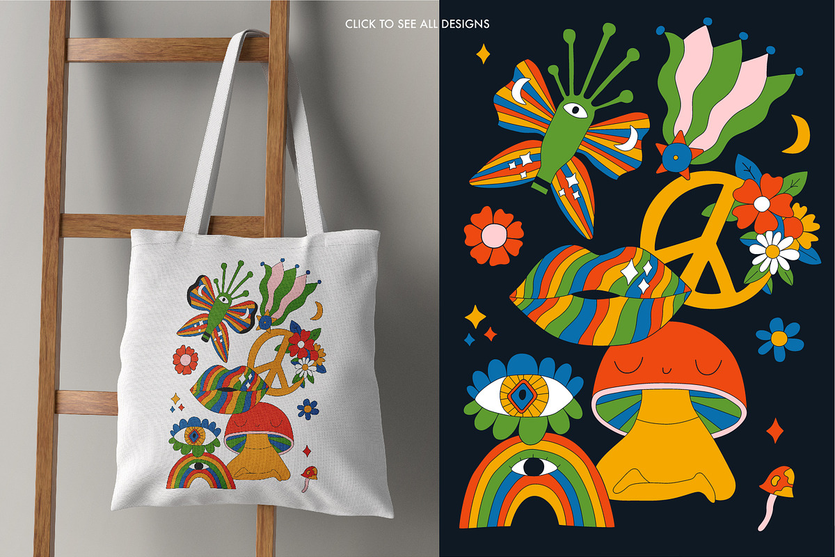 Retro psychedelic vector set., an Object Graphic by anna khramtsova (Photo 4 of 14)