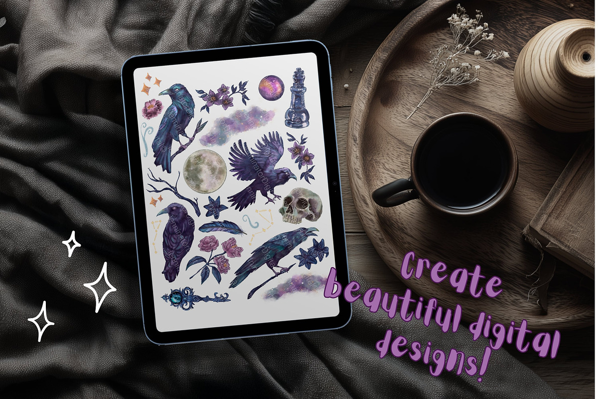Celestial Raven PNG Clipart, an Animal Illustration by Lenninator Digital (Photo 9 of 9)