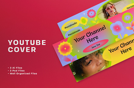 Playful Gradient YouTube Banner, a Social Media Template by graphicook