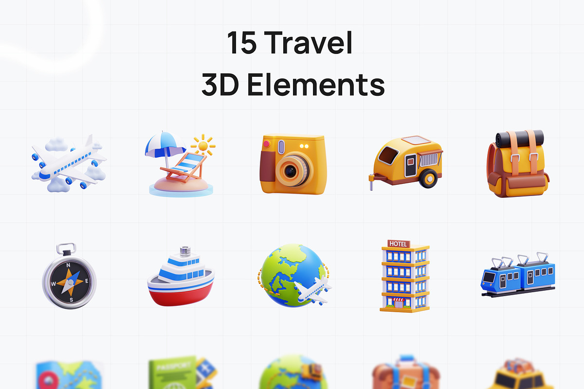 Travel 3D Icons, a 3D by graficonstuff (Photo 2 of 4)
