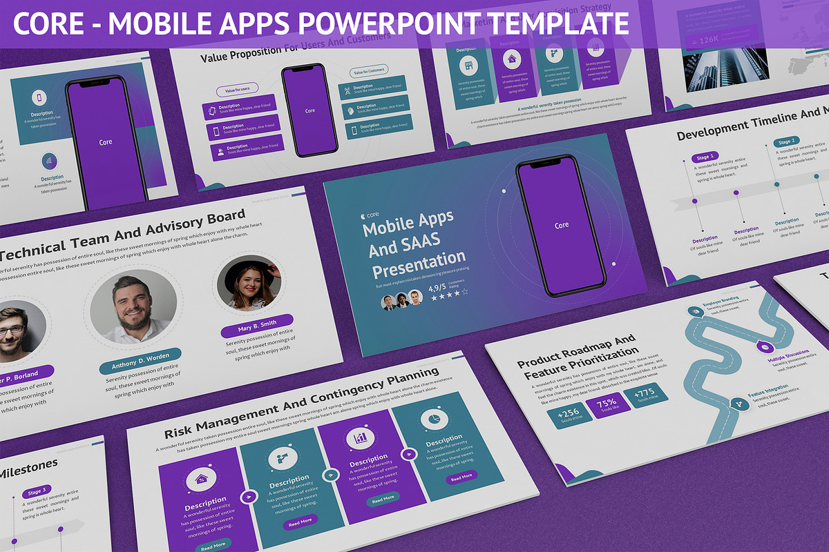 Core - Mobile Apps Powerpoint, a Presentation Template by SlideFactory (Photo 1 of 4)