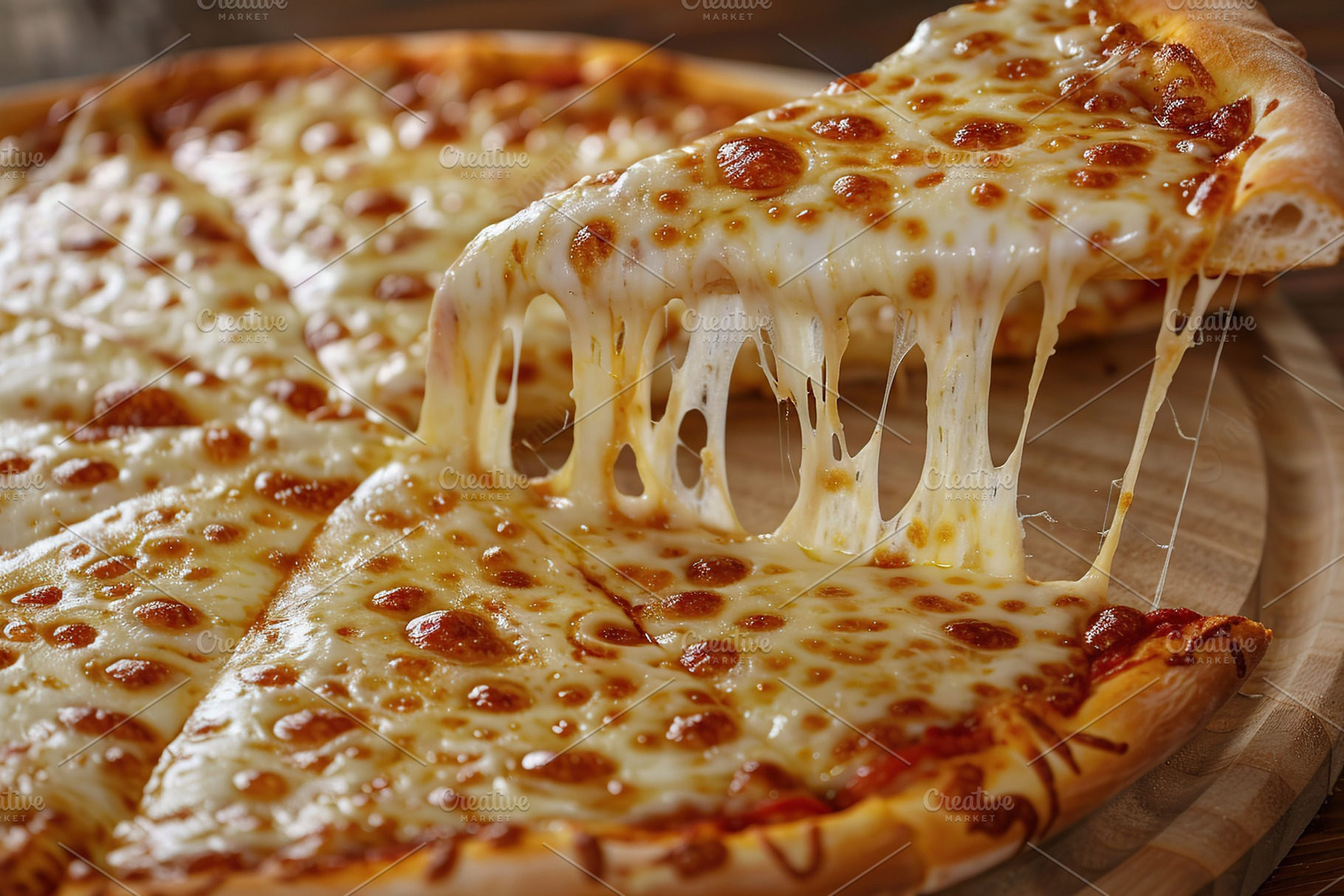 Pizza slice with melting cheese, a Food & Drink Photo by AlyaAnd