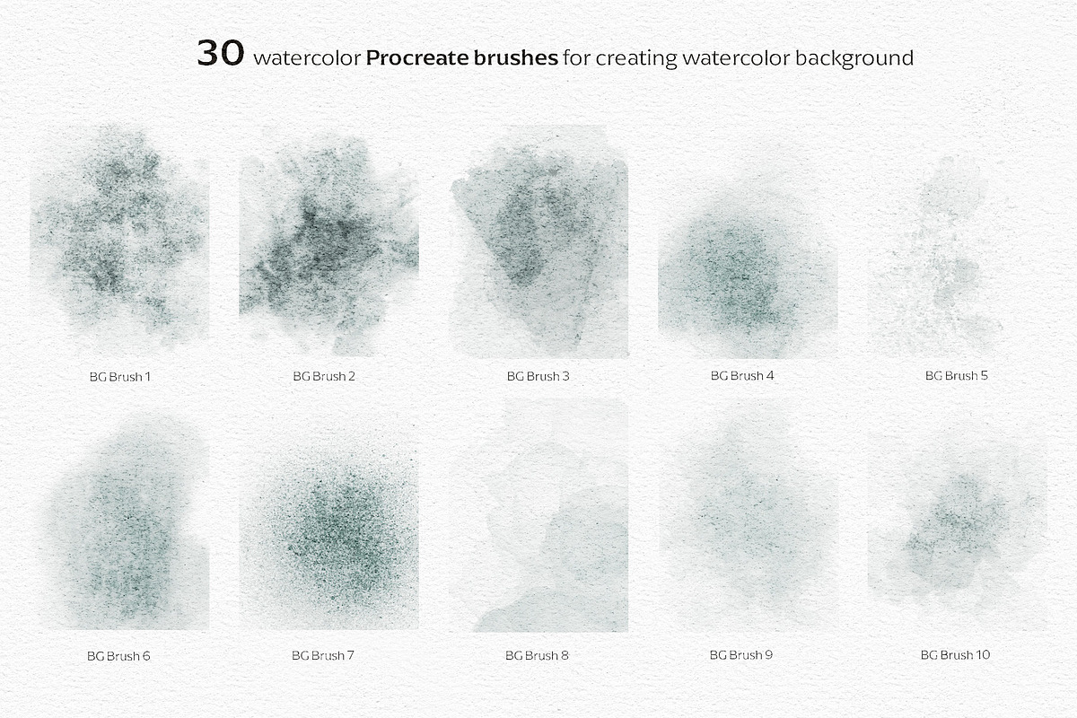 Procreate Watercolor Brushes for BG, a Brush Add-On by Jenteva Art