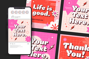 Retro Typography Social Media Posts, a Templates & Theme by studiogstock
