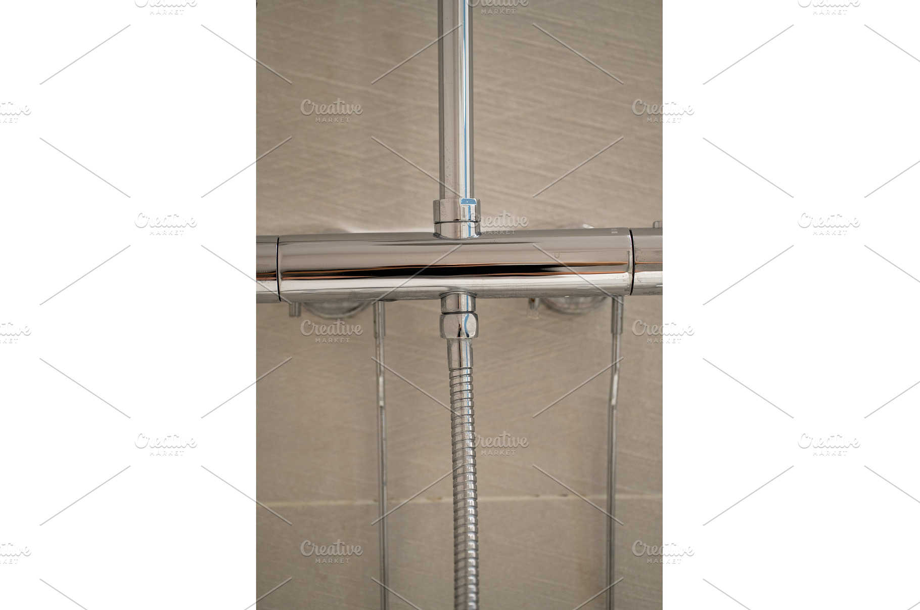 Chrome shower mixer faucet with a, an Architecture Photo by volodymyrshtun13795