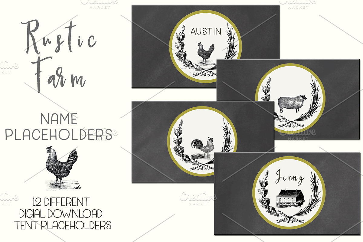 Rustic Farm Table Card Placeholders, an Object Graphic by Le Paper Cafe (Photo 1 of 4)