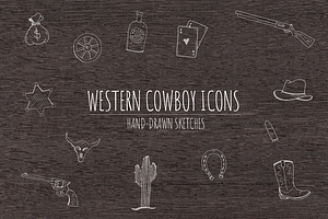 Hand-Drawn Western Cowboy Icons